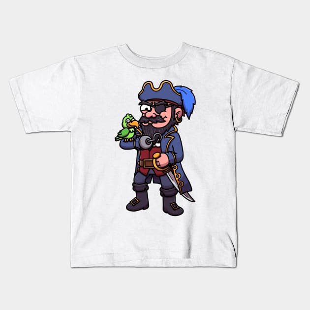 Pirate With Parrot Kids T-Shirt by TheMaskedTooner